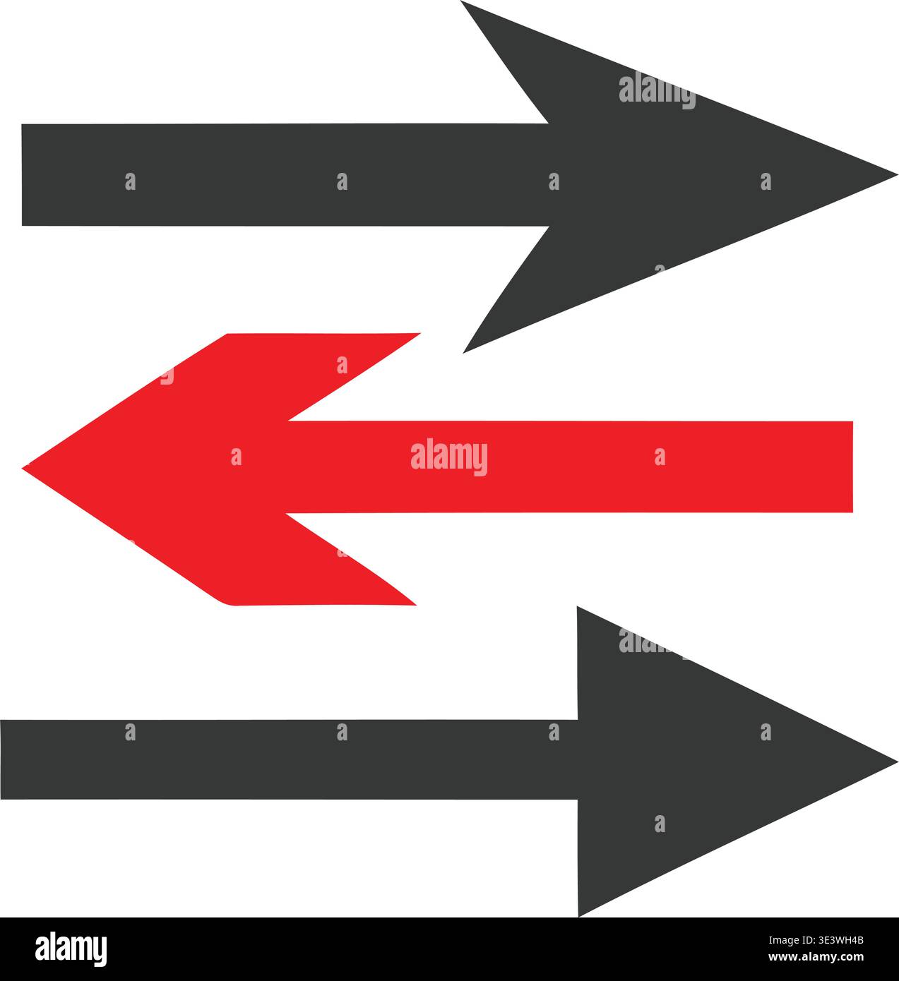 Three arrows pointing in different directions on a white background Stock Vector
