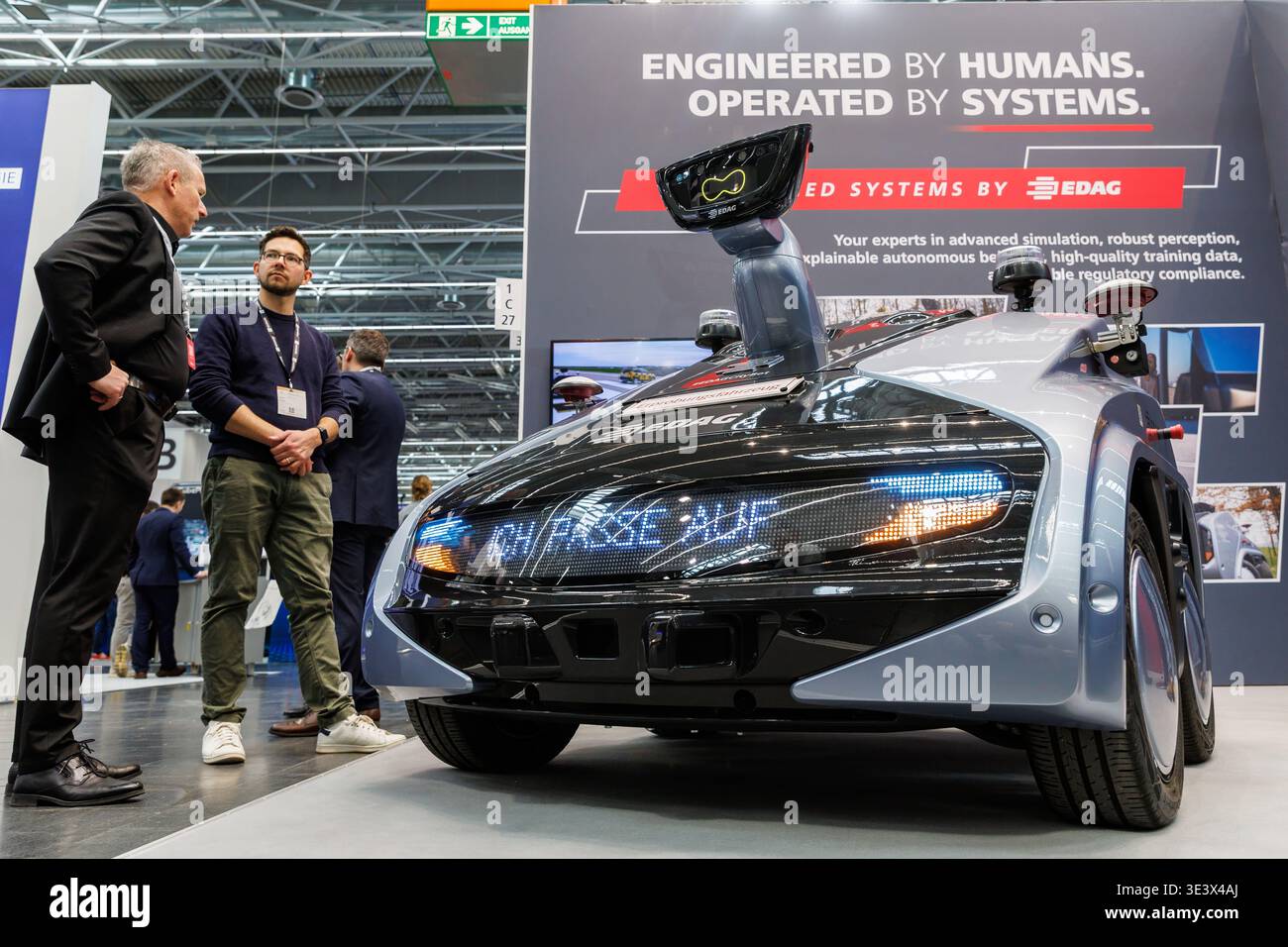An autonomous vehicle prototype by EDAG is displayed during XPONENTIAL ...