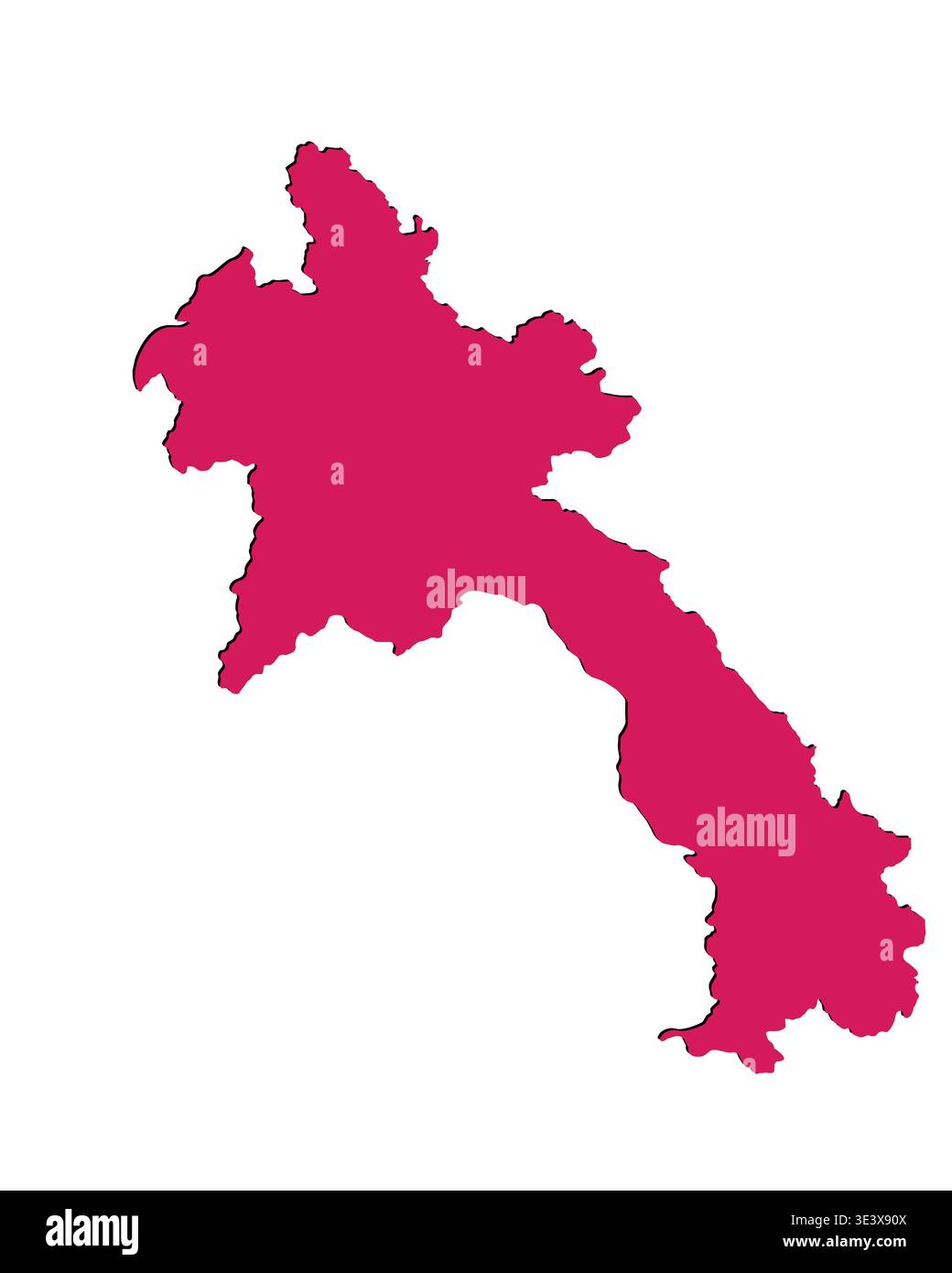 Map of Laos, sign silhouette. World Map Globe. Vector Illustration isolated on white background. Asian continent Stock Vector