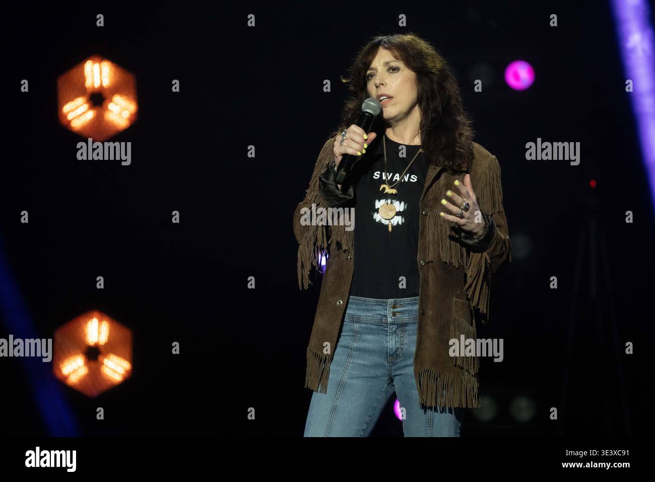 Bridget Christie performing on stage during Robert Smith's Comedy ...