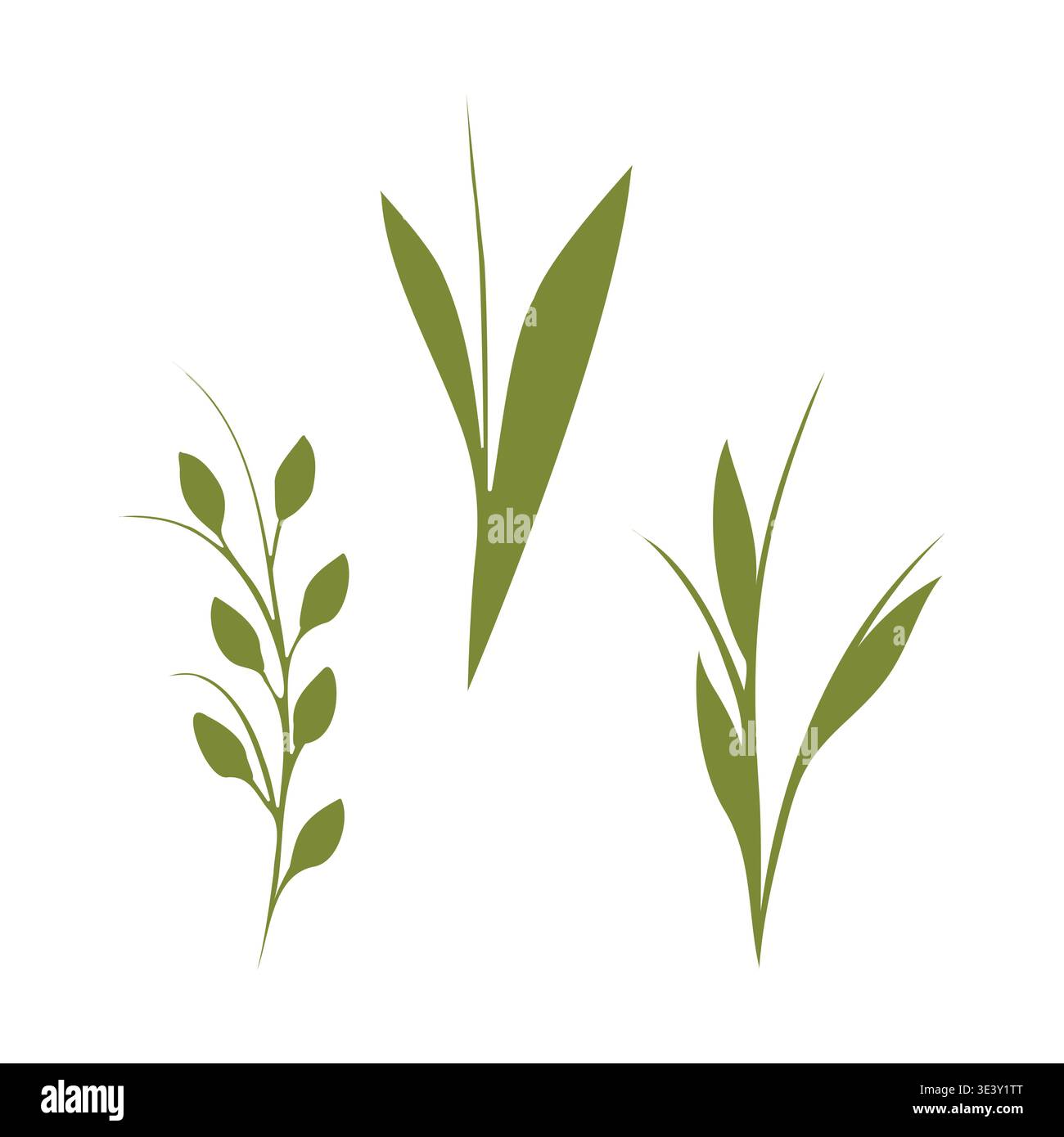 Stems One A simple illustration showcases a trio of green plant stems. One stem ...