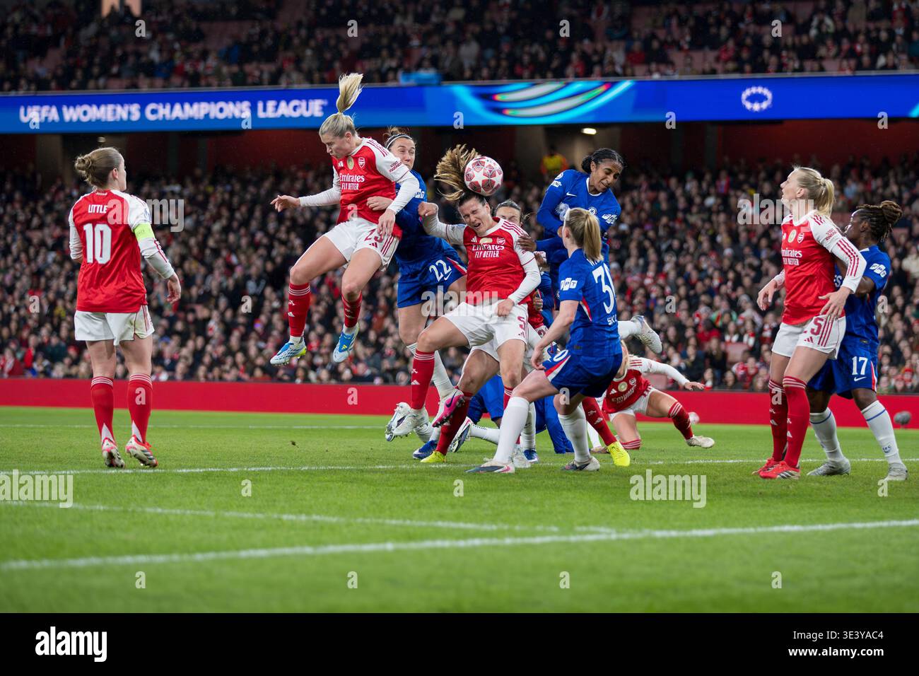 London, UK. 24th March 2026. Chelsea Women defend a corner during the ...