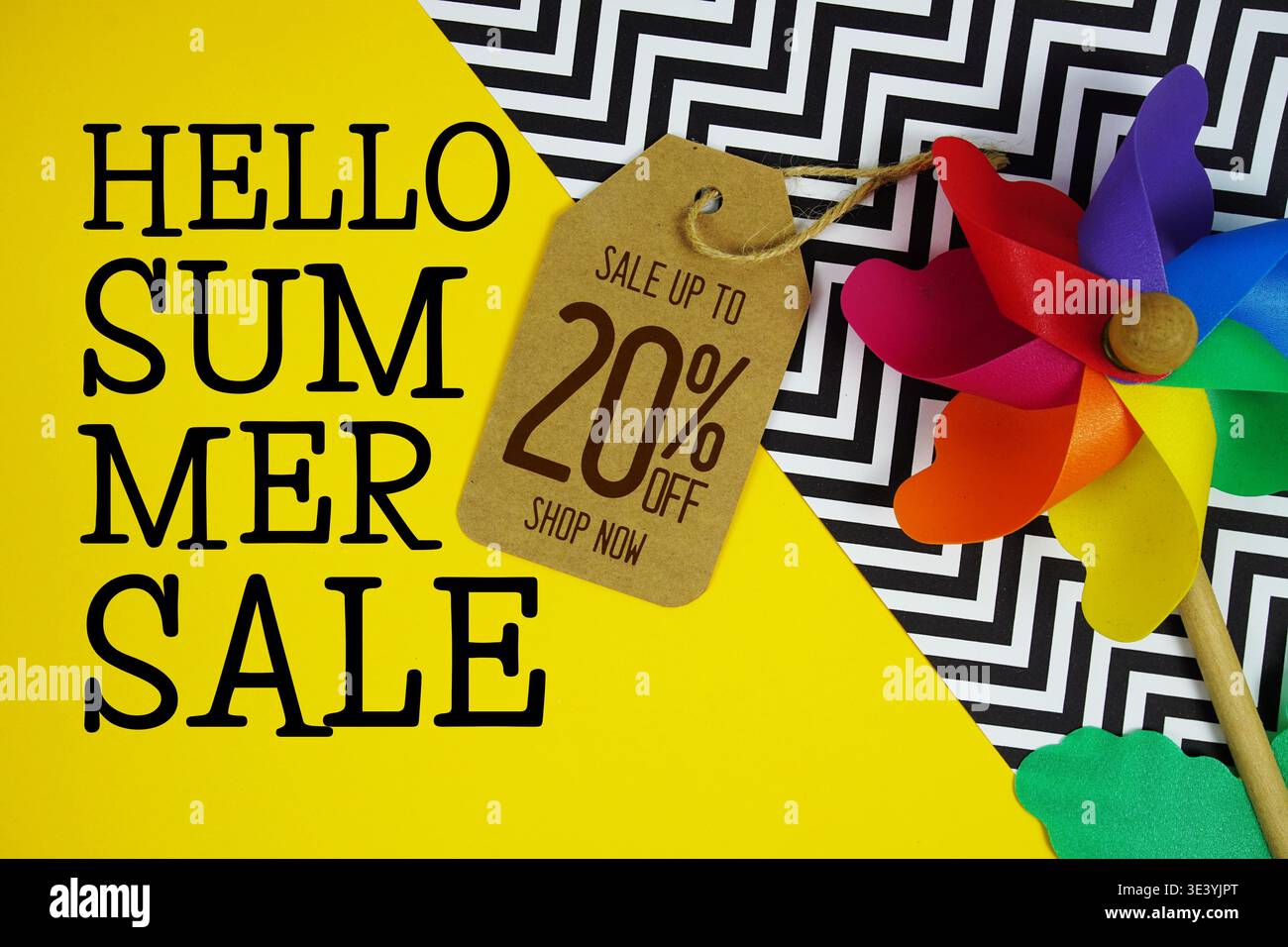 Hello Summer Sale 20% with Price tag and summer decorations on 