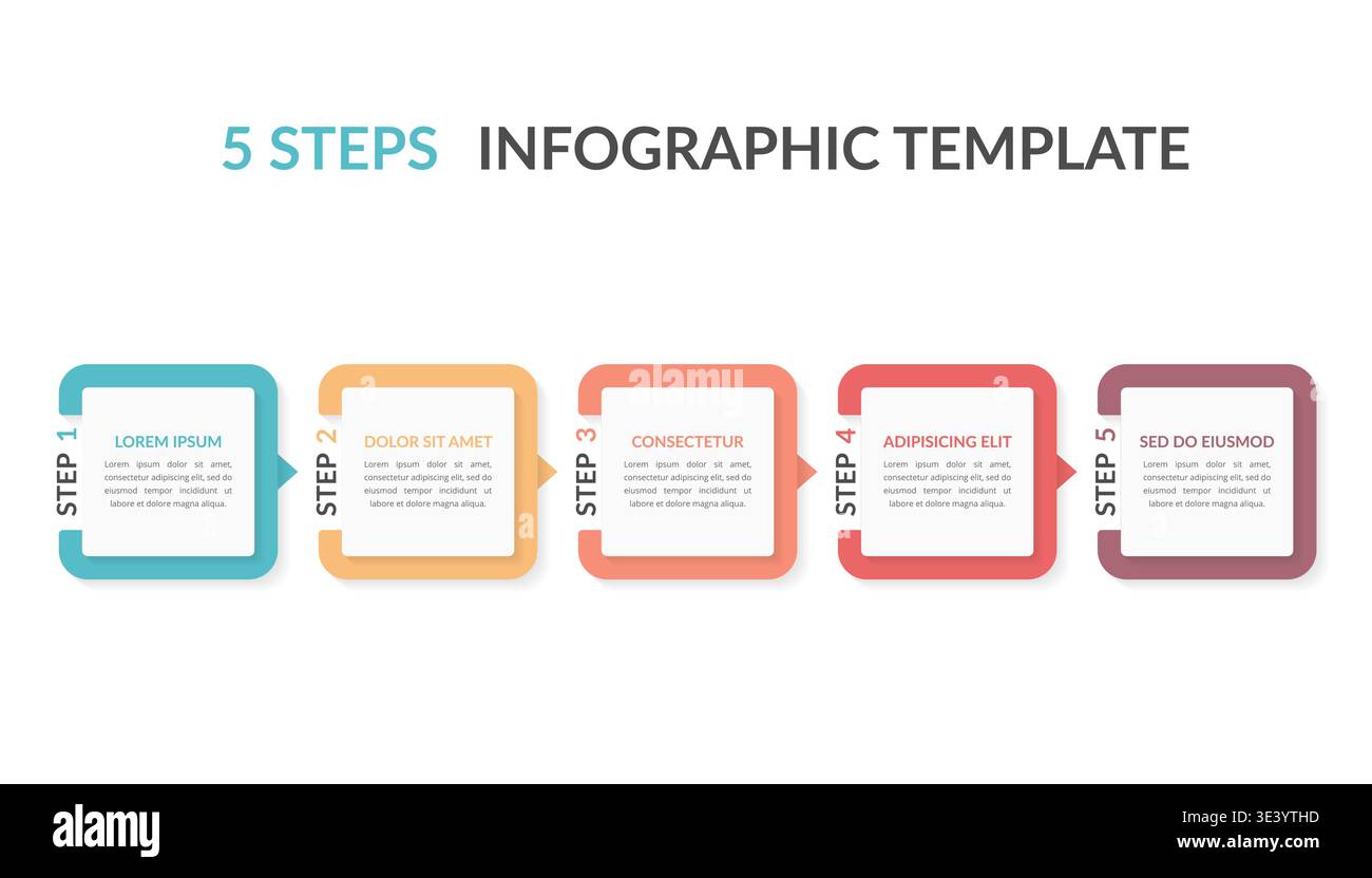 Infographic template with five elements with numbers and place for your text, workflow, process chart, steps or options, vector eps10 illustration Stock Vector