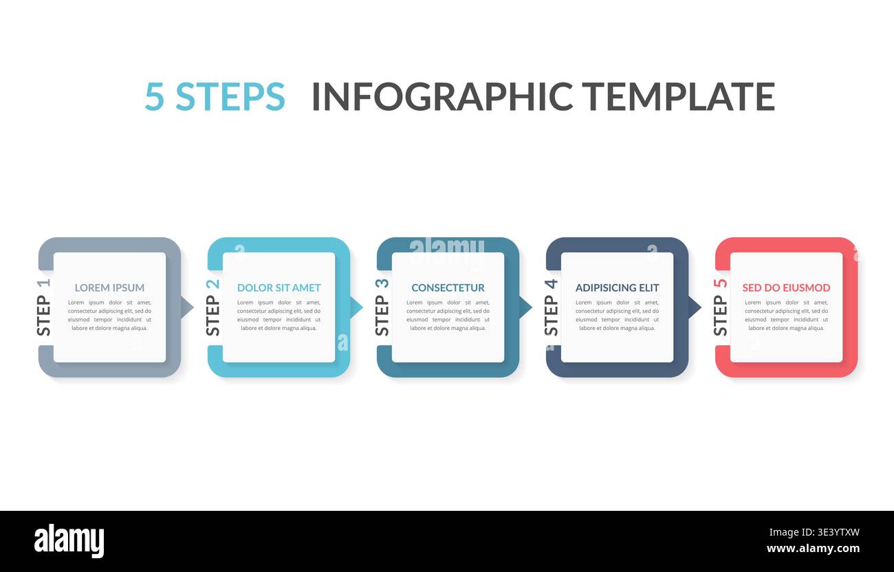 Infographic template with five elements with numbers and place for your text, workflow, process chart, steps or options, vector eps10 illustration Stock Vector