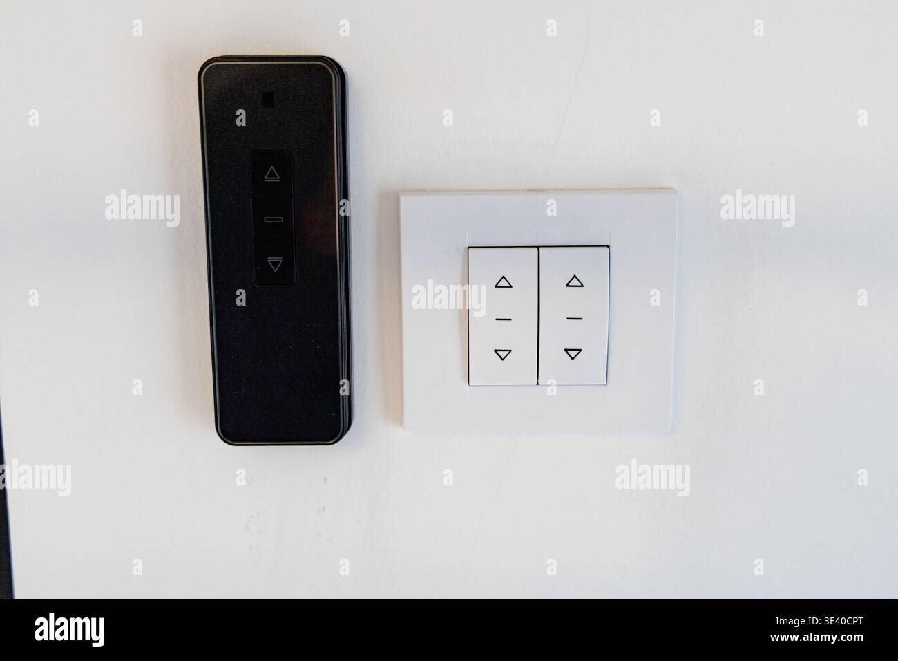 Modern Wall Remote Control Switches Interior Detail Stock Photo