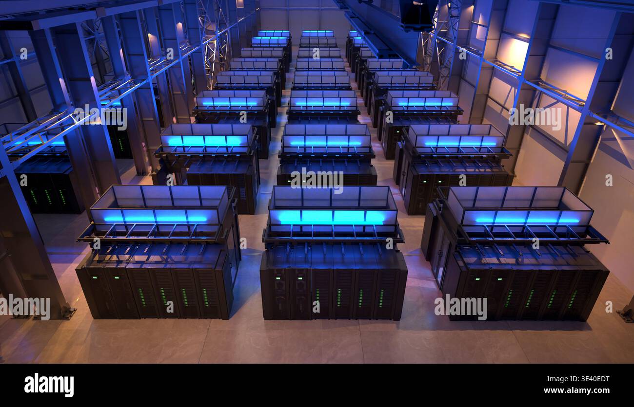 Data Center.Row Data Center Solutions Stock Photo