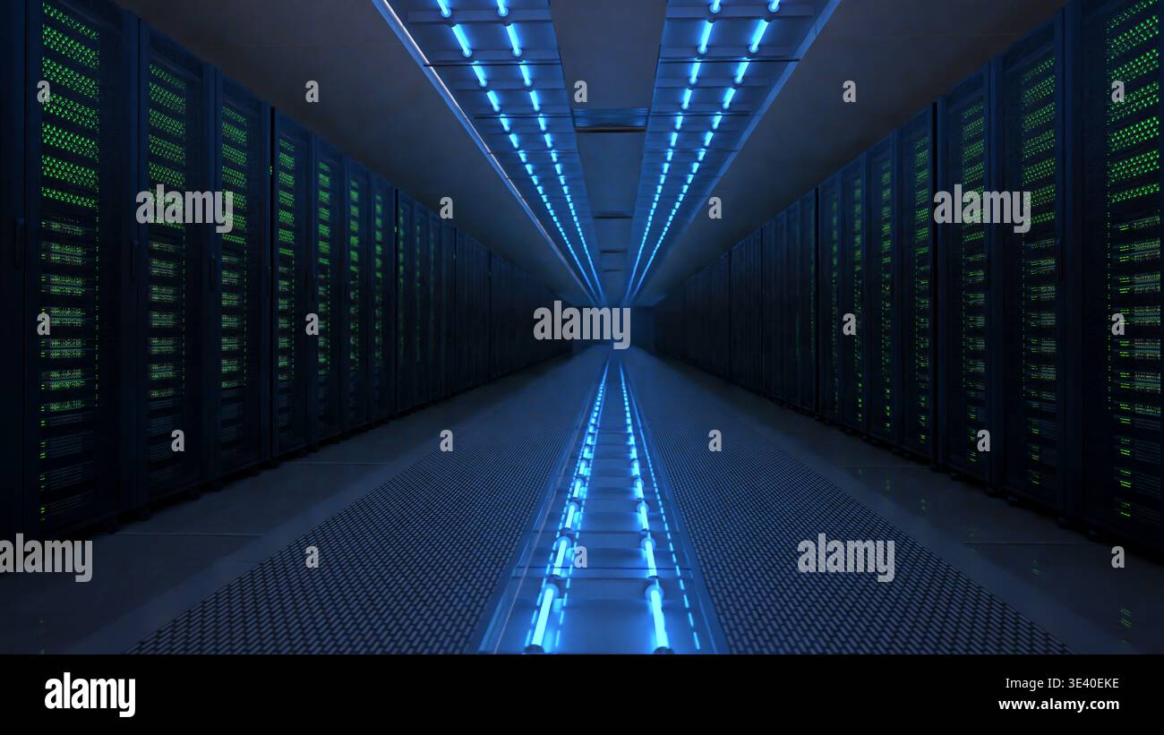 Server racks in server room data center Stock Photo