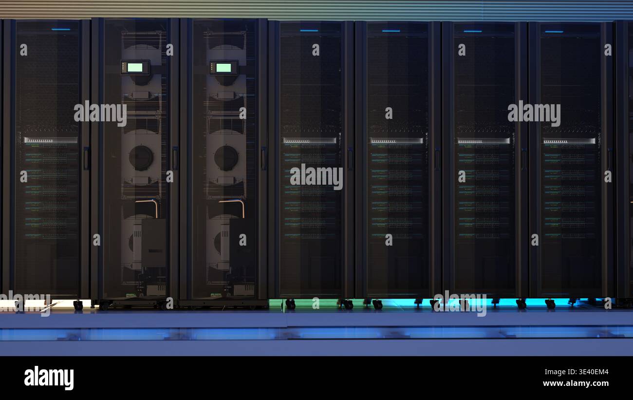 Server racks in server room data center Stock Photo