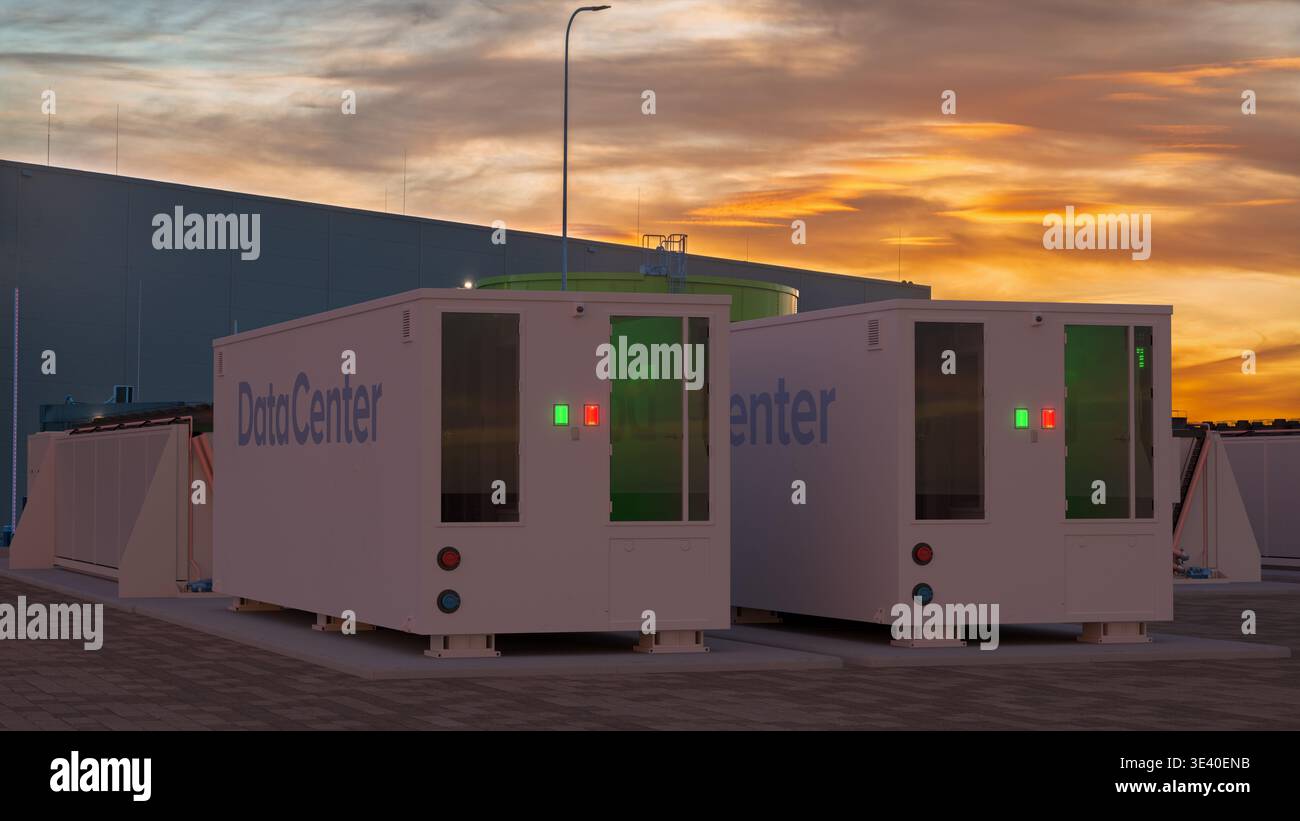 Data center. These modular units provide cooling Stock Photo
