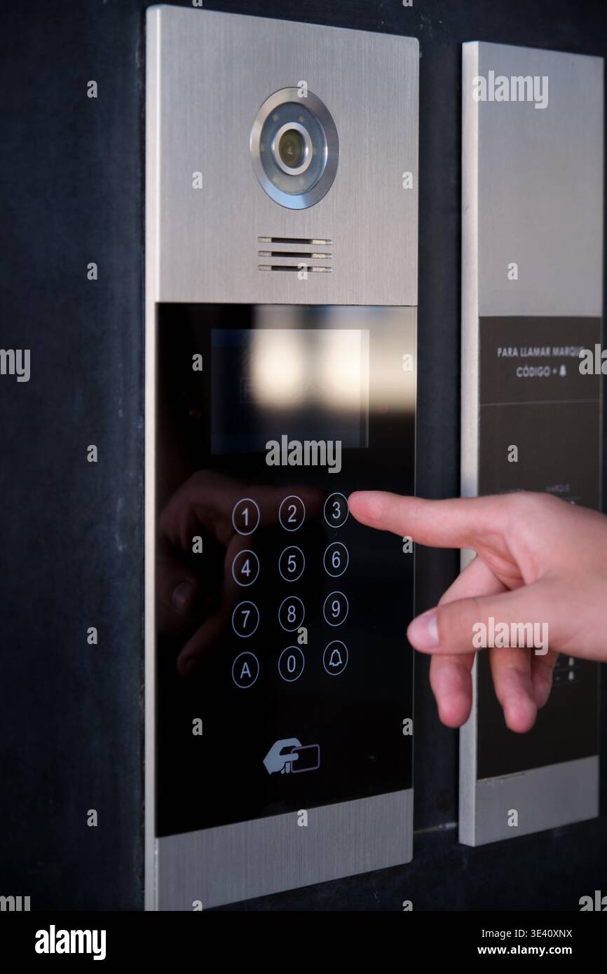 modern tactile digital screen intercom with video camera Stock Photo