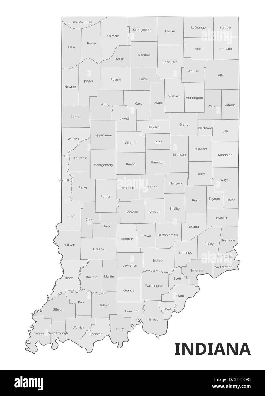 Indiana State Map with Counties Stock Vector Image & Art - Alamy
