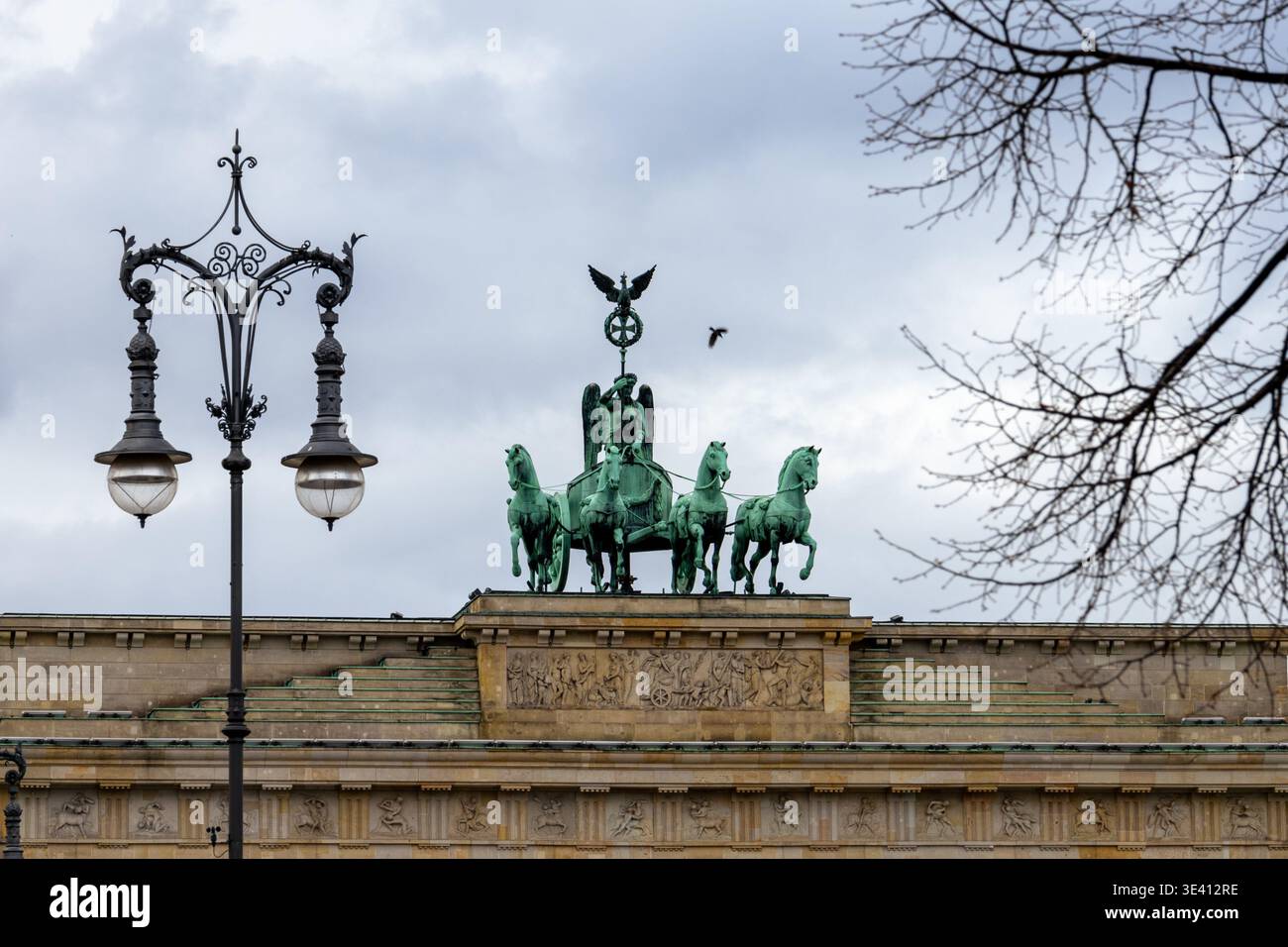 A majestic view of the Quadriga, a statue of a chariot pulled by