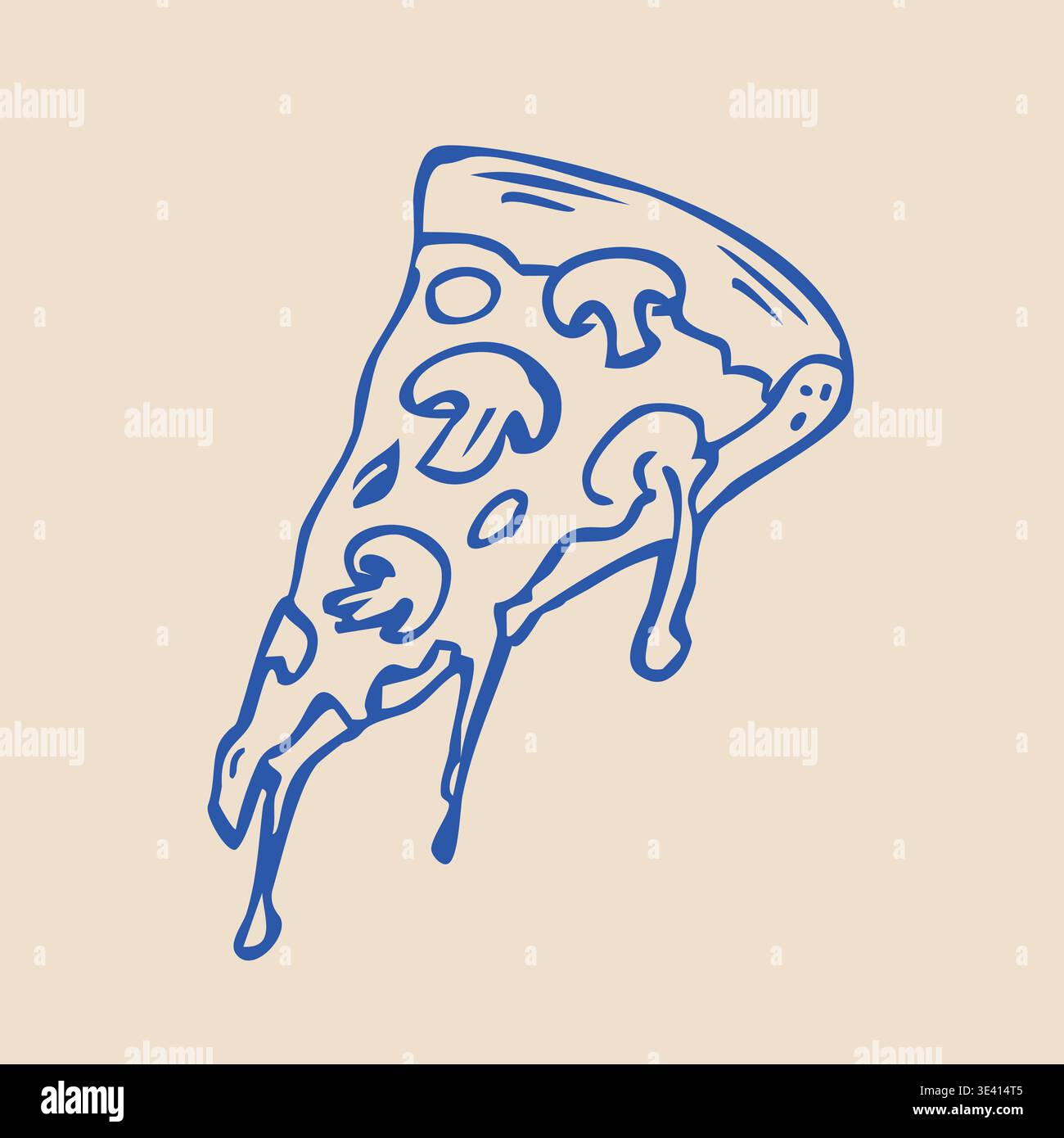 Hand Drawn Pizza Slice Doodle. Line Art Illustration Stock Vector