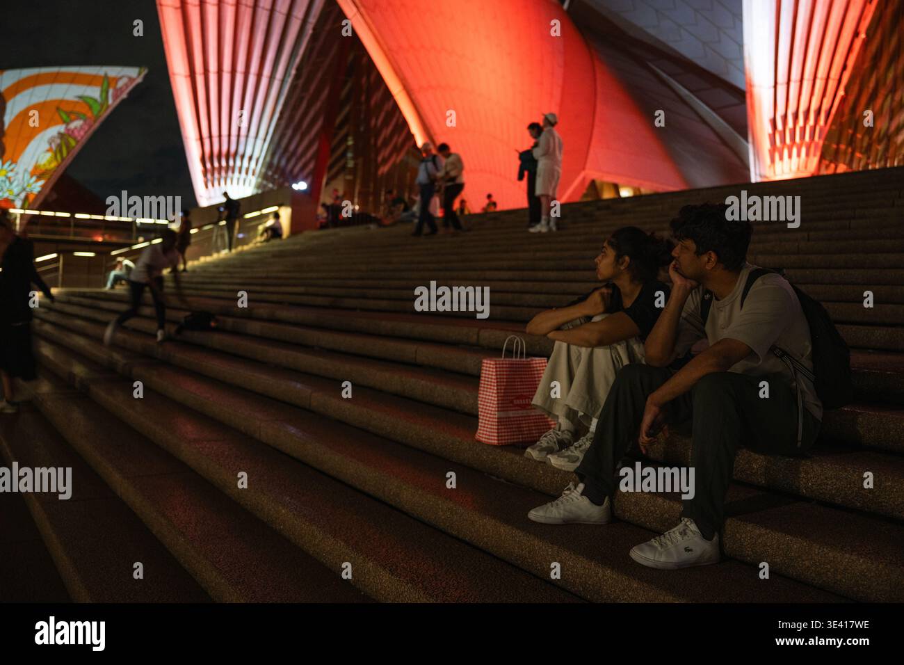 Commissioned artwork in a collaboration with Apple is seen projected ...