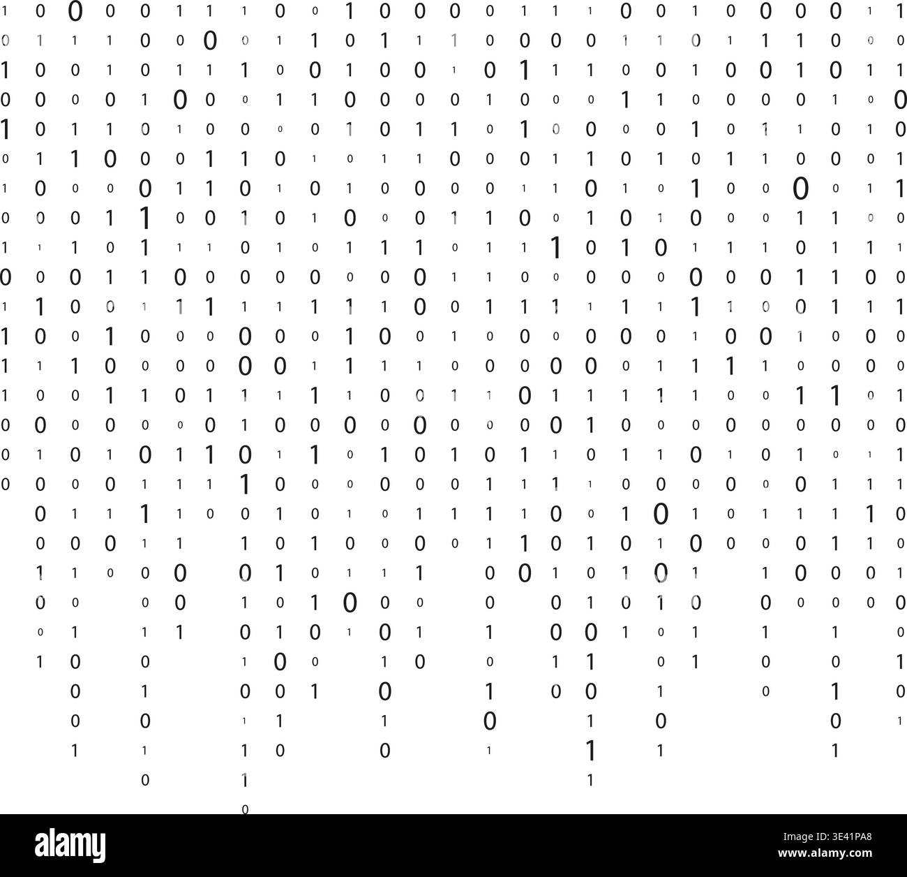 Falling numbers. Matrix. Digital data stream. binary code. Graphic technology background Stock Vector