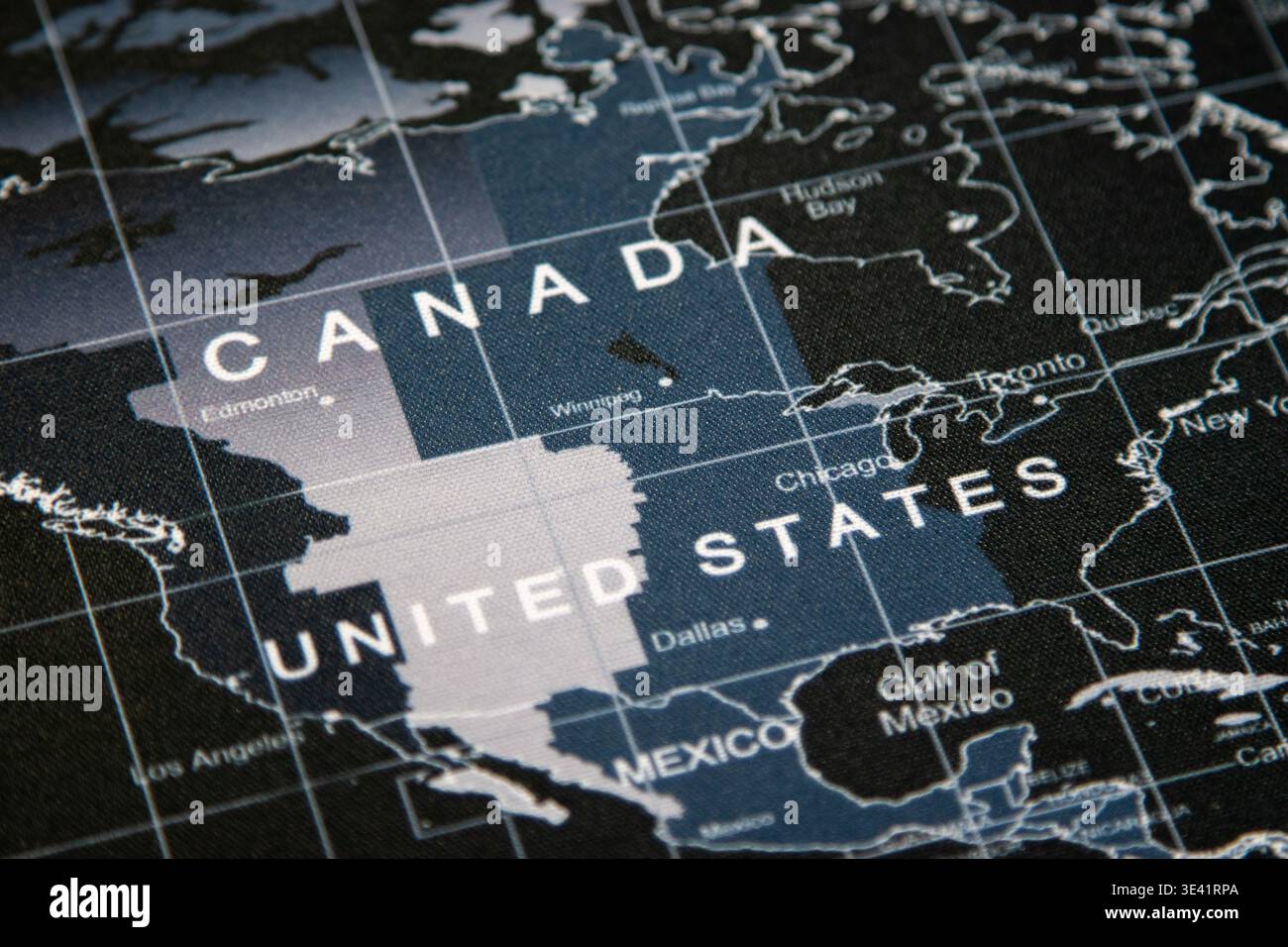 Map of the United States with Canada and Mexico Stock Photo - Alamy