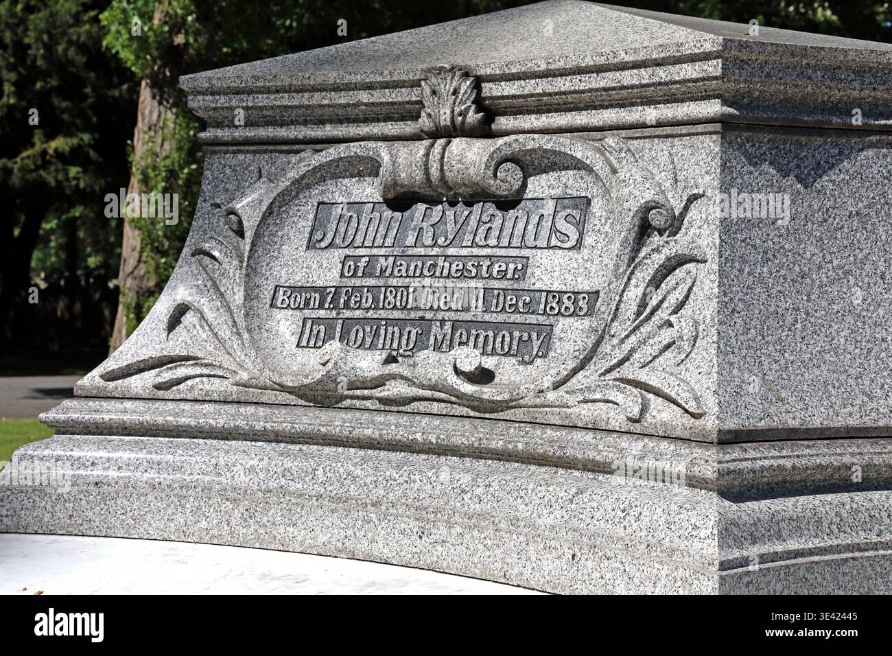 John Rylands grave, Southern Cemetery. Stock Photo