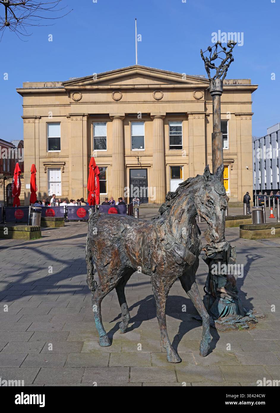 Salford Court Bronze Horse at Bexley Square, Salford, M3 6DB. Stock Photo