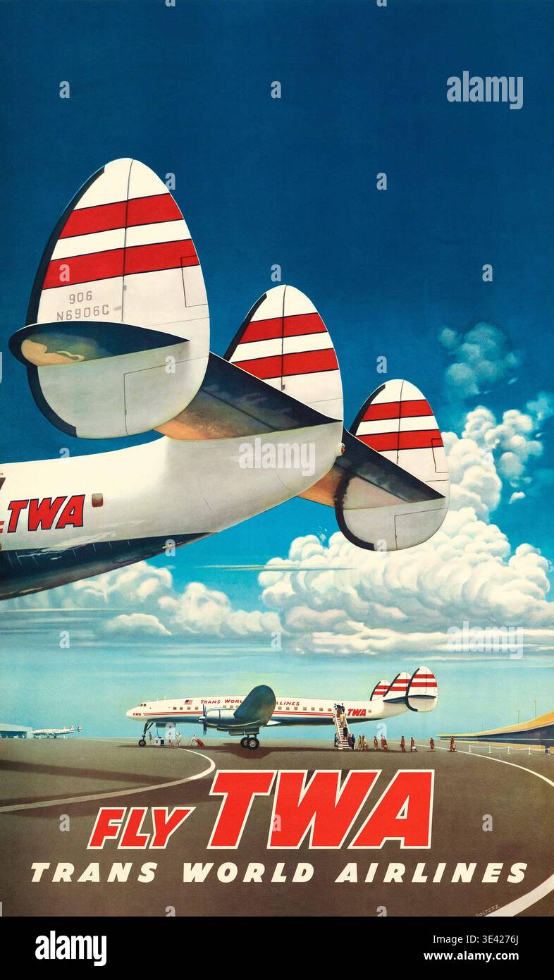TWA航空ビンテージ オリジナルポスター 60年代 Vintage twa airline poster hi-res stock photography and images - Alamy