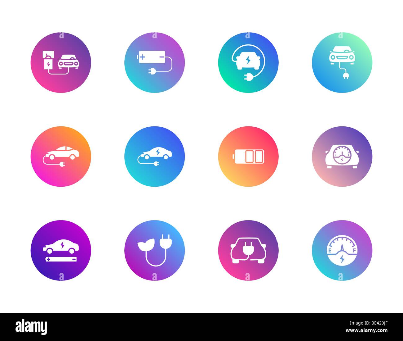 Electric vehicles, charging, battery status Stock Vector