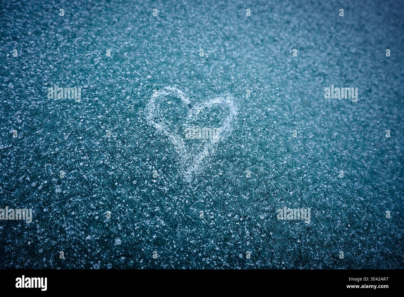 Ice on the window, various patterns, winter. Stock Photo