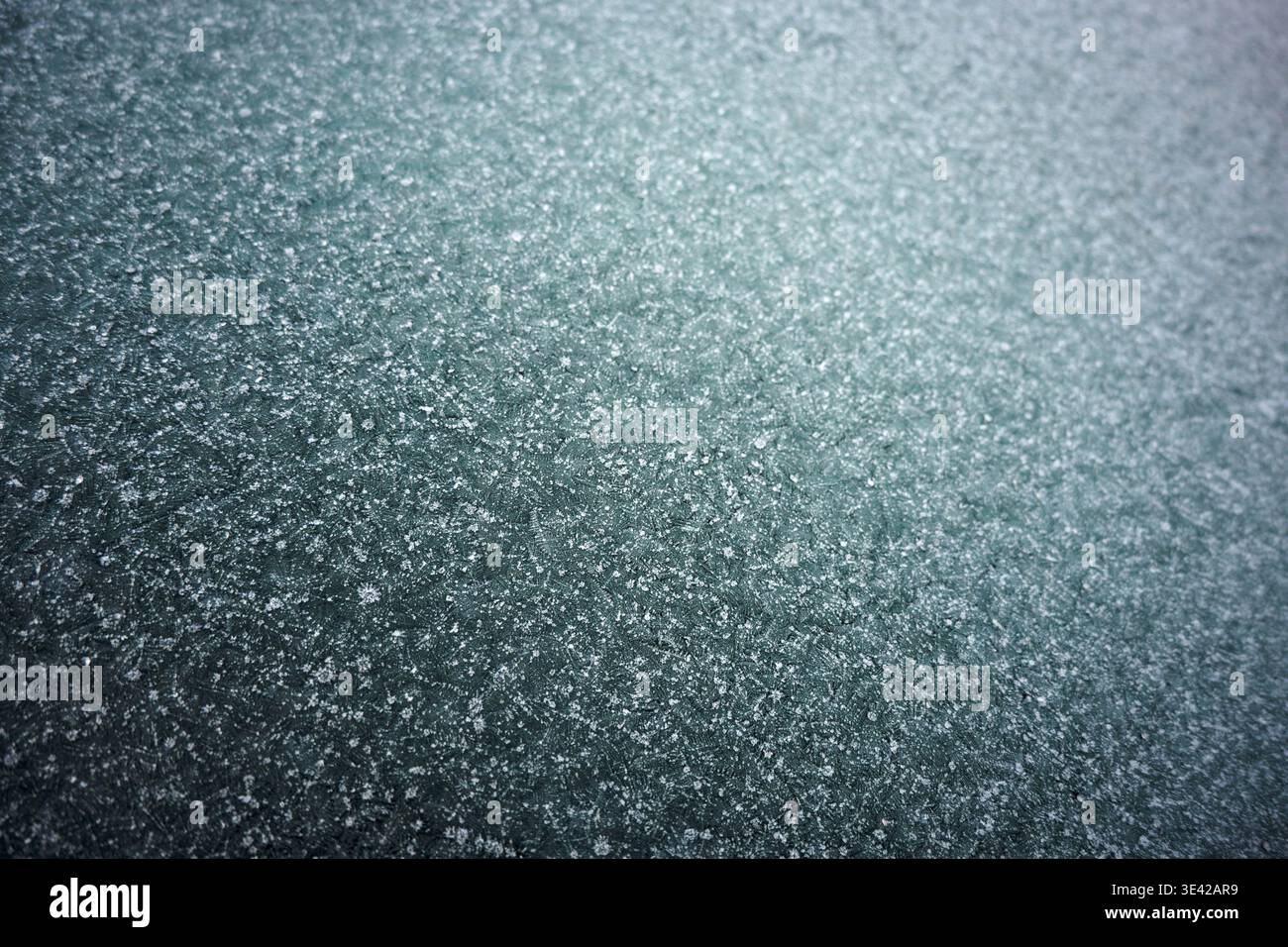 Ice on the window, various patterns, winter. Stock Photo