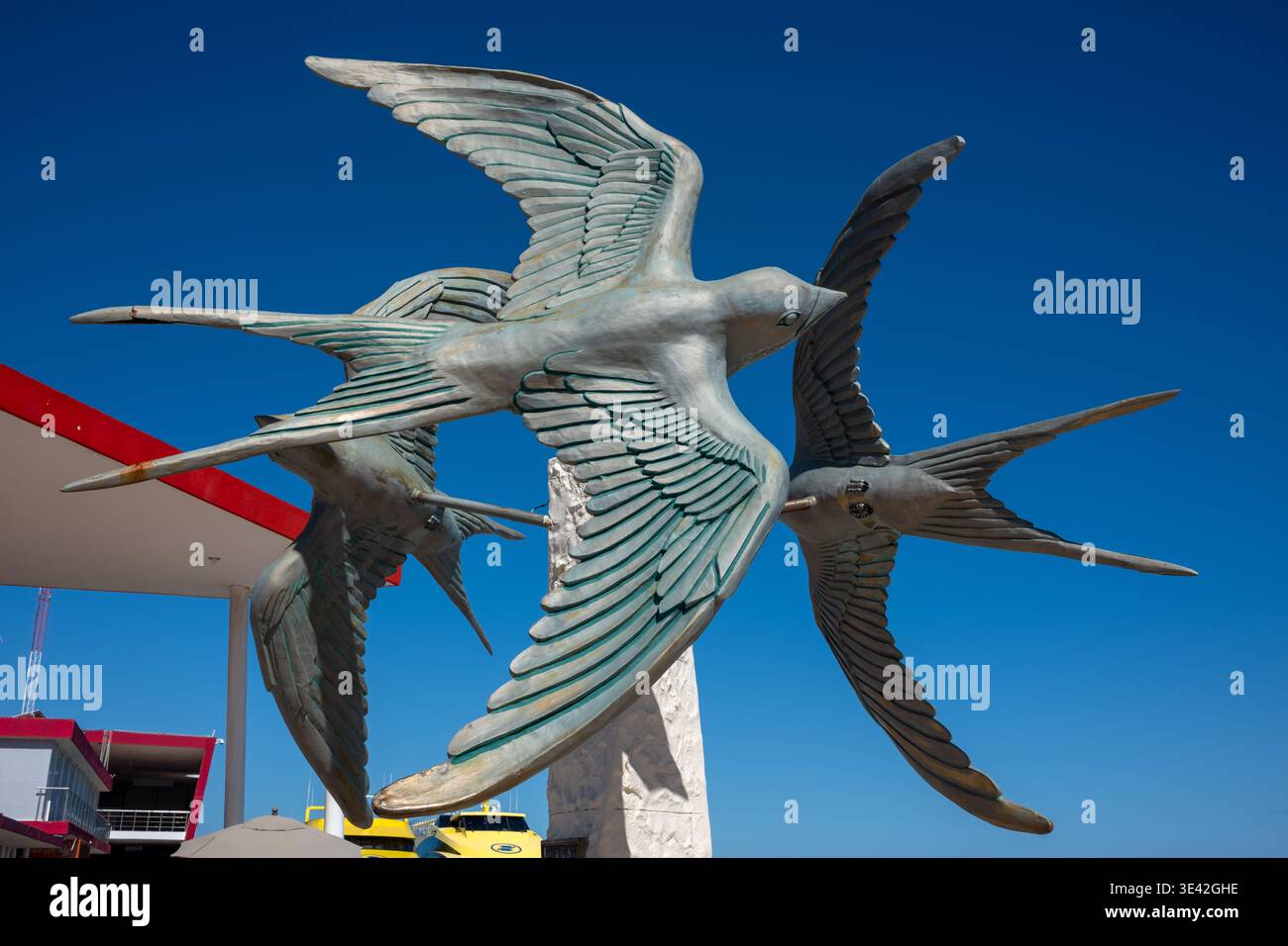 Swallow Bird Sculpture at the ferry terminal in Cozumel Mexico Stock Photo