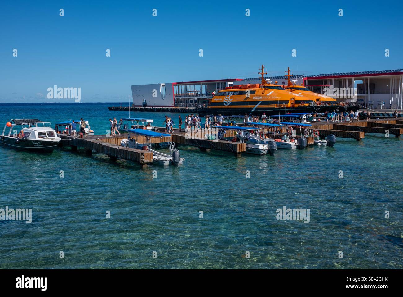 Boat Trip Pier in Cozumel Mexico Stock Photo