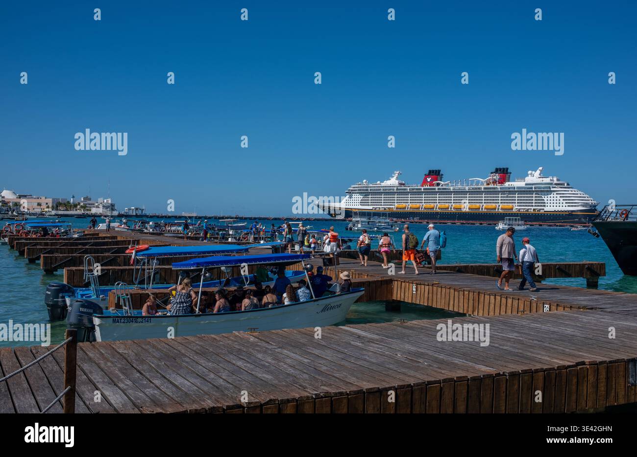 Boat Trip Pier in Cozumel Mexico Stock Photo