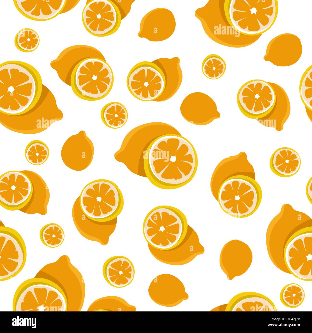 Fruits Lemon Seamless Pattern Design Stock Vector