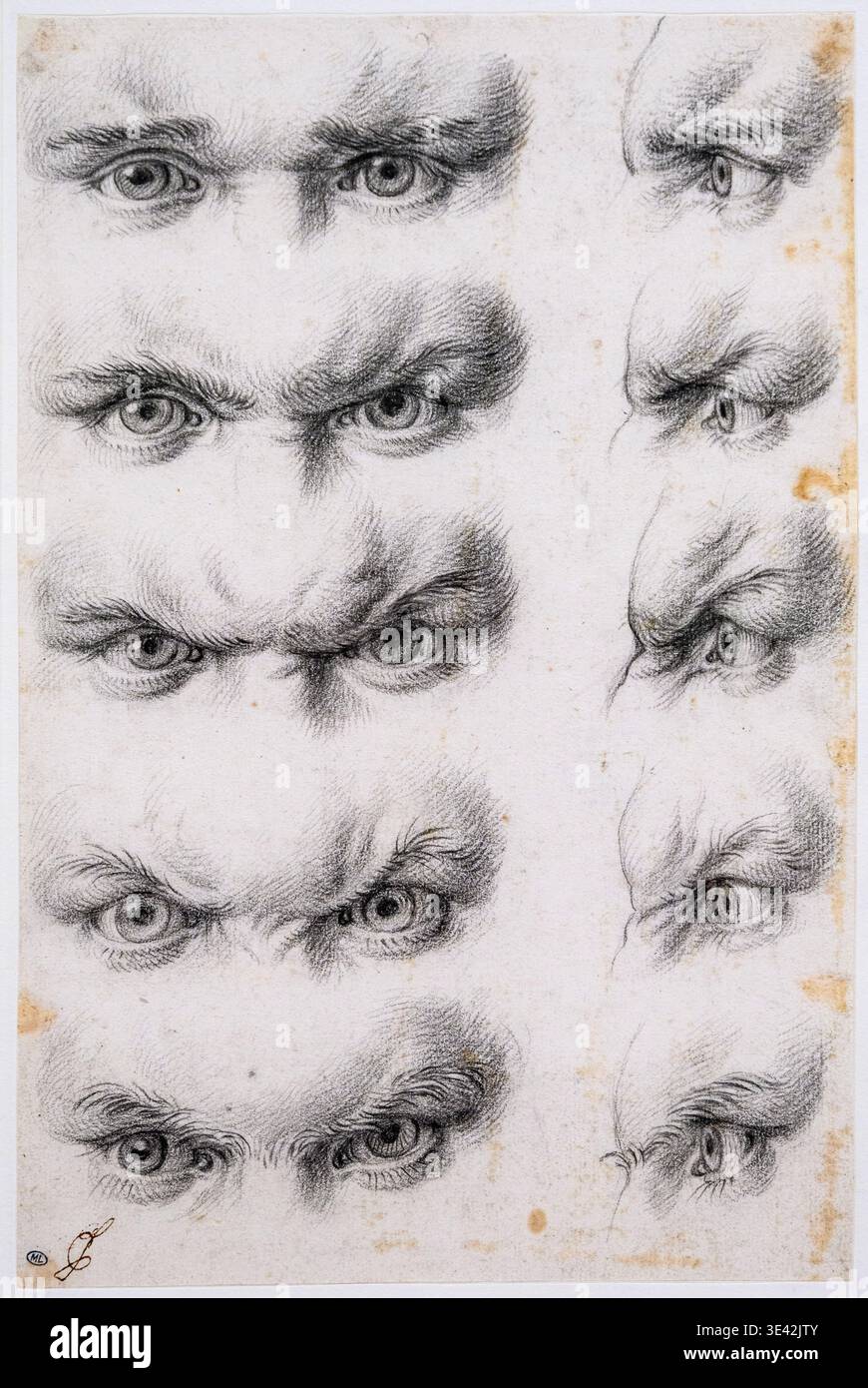 Charles Le Brun,  b 1619 – d 1690. Studies of the human eye. 17th century engraving, Stock Photo