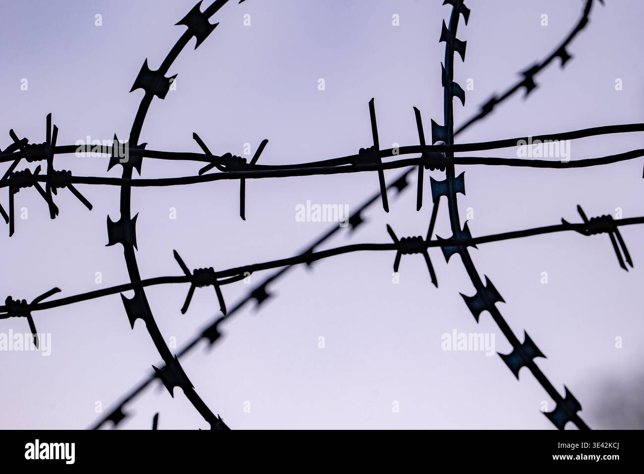 Barbed wire and razor wire creating a security boundary, representing ...