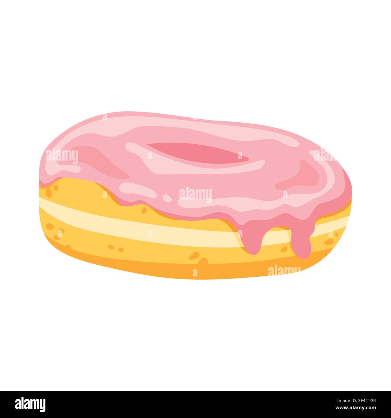 Flat vector illustration pink strawberry glazed donut Stock Vector
