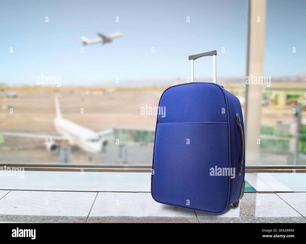 hand luggage forgot at the airport lobby Stock Photo