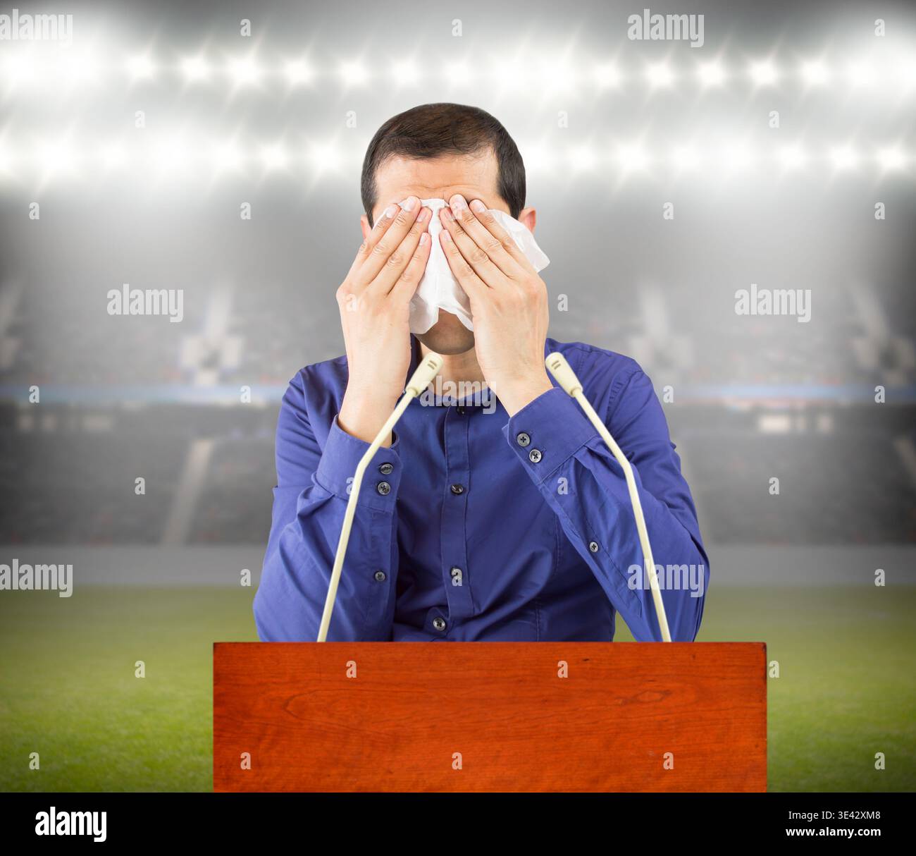 Project Manager Cry Portrait of a manager crying over the bad management of the club and ...