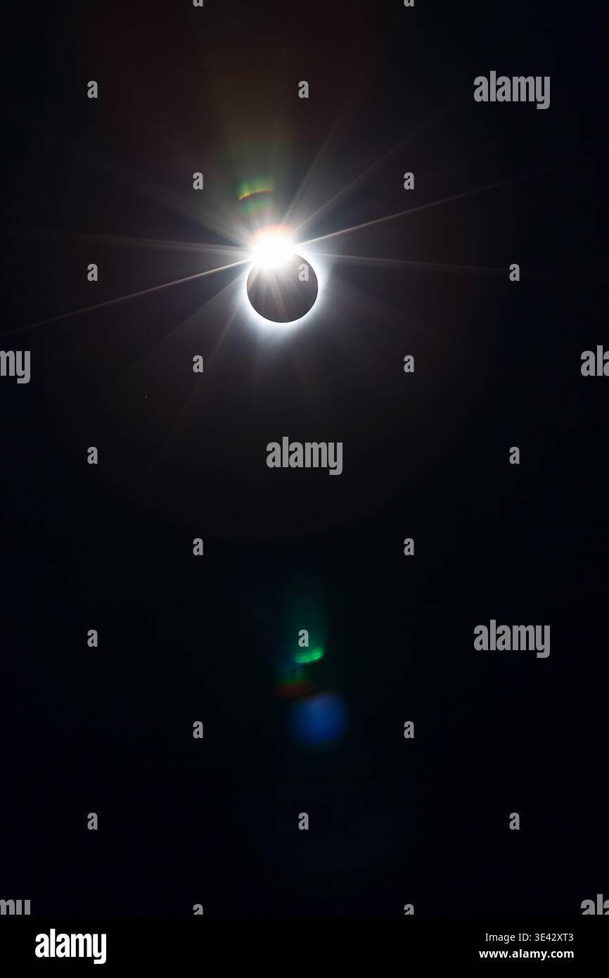 Solar Eclipse Diamond Ring Effect as Seen from Rural Oregon in 2017 Stock Photo