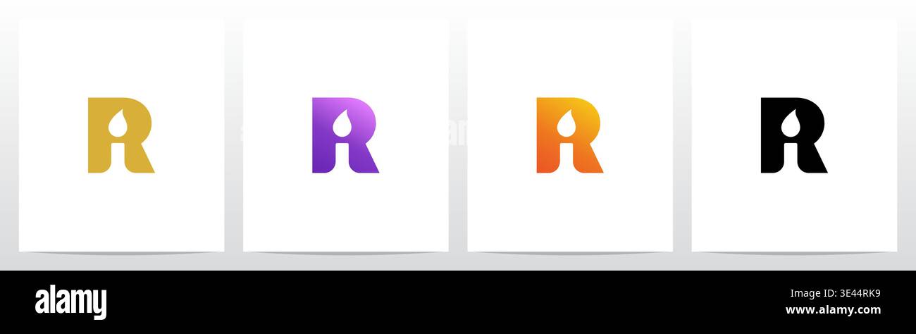 Candlelight On Letter Logo Design R Stock Vector