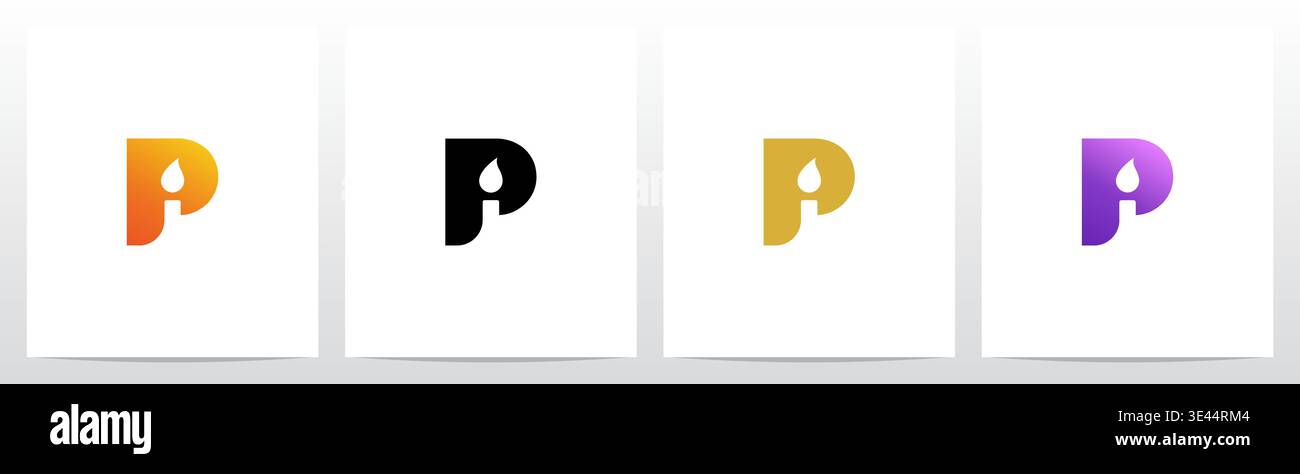 Candlelight On Letter Logo Design P Stock Vector