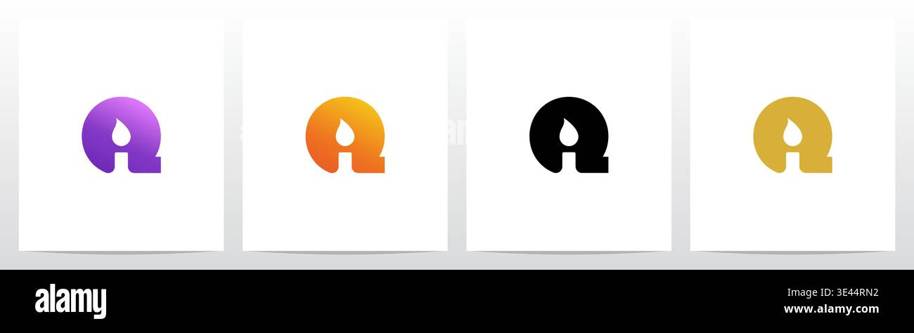 Candlelight On Letter Logo Design Q Stock Vector