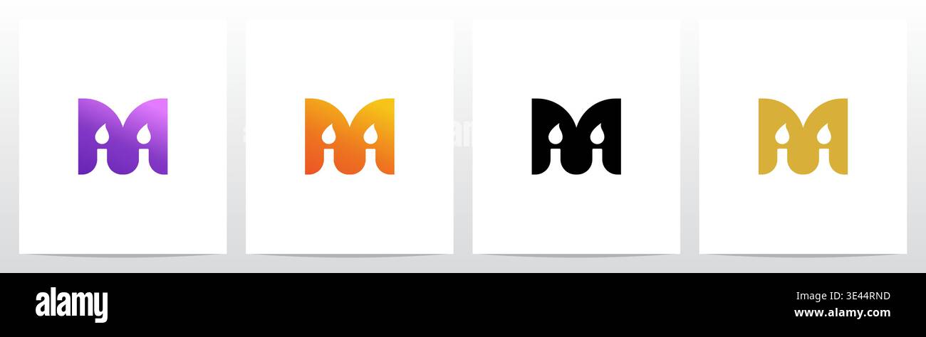 Candlelight On Letter Logo Design M Stock Vector