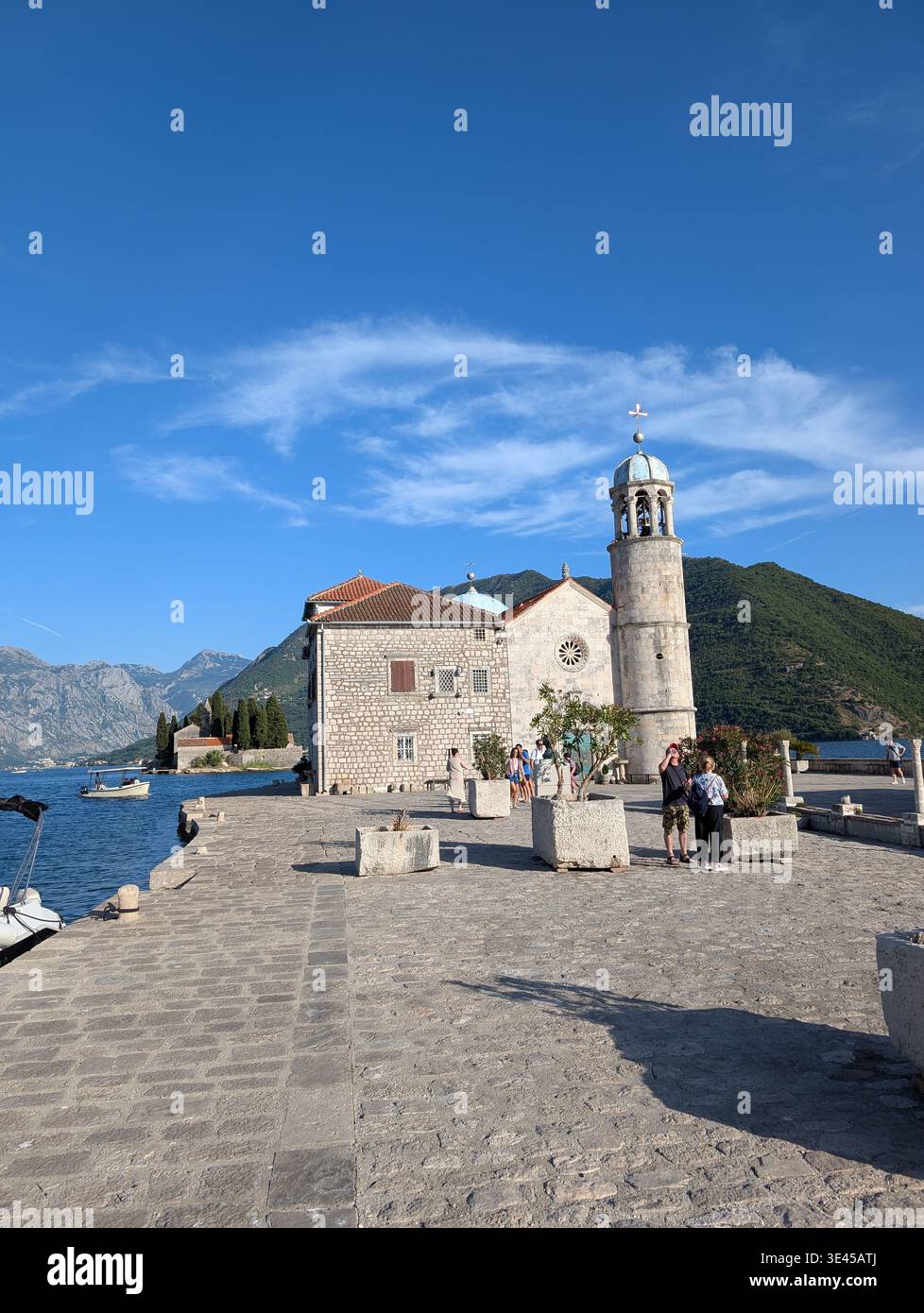 Church of Our Lady of the Rocks Island Church in Bay of Kotor Montenegro - Smartphone Captured Stock Image