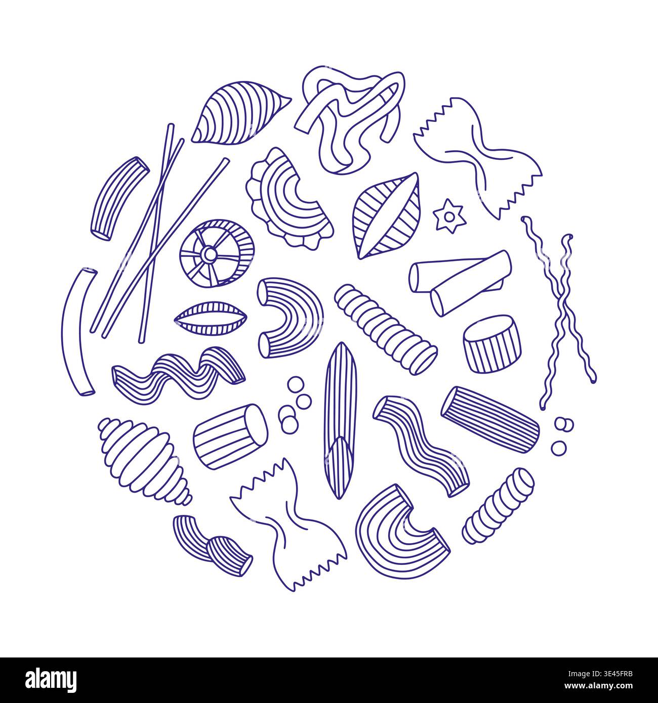 Pasta vector sketch set Stock Vector