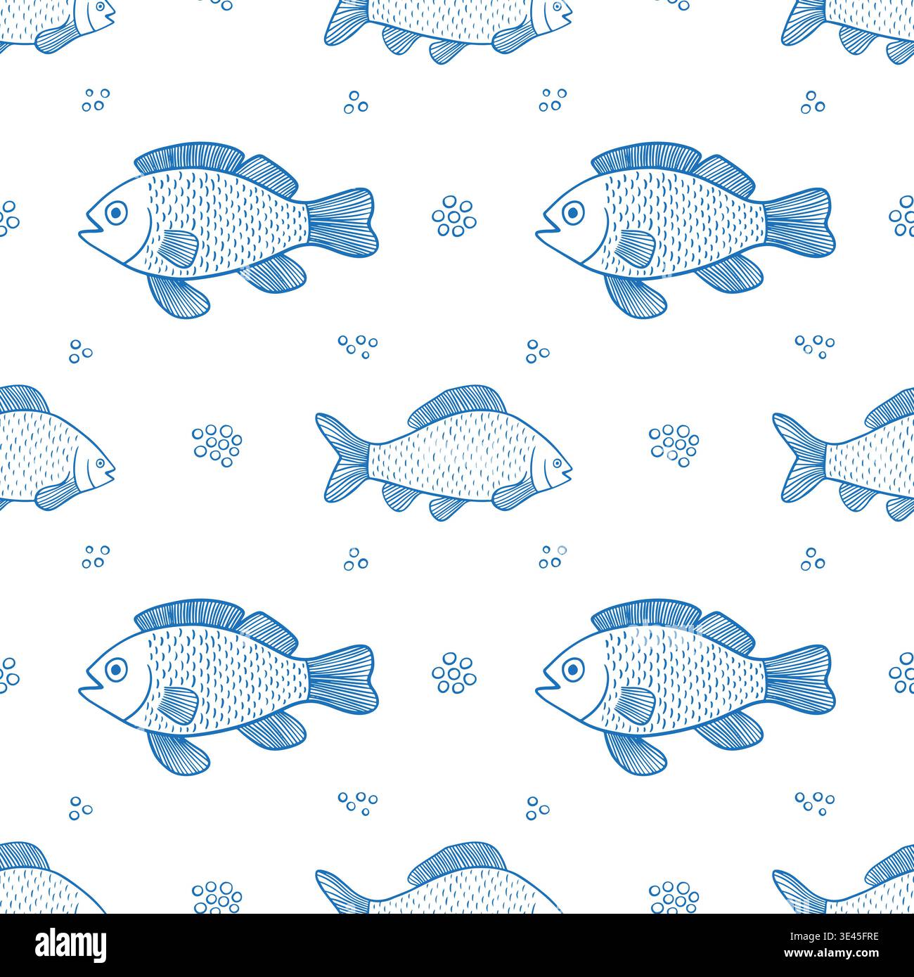 Dorado and sea bass seamless pattern Stock Vector