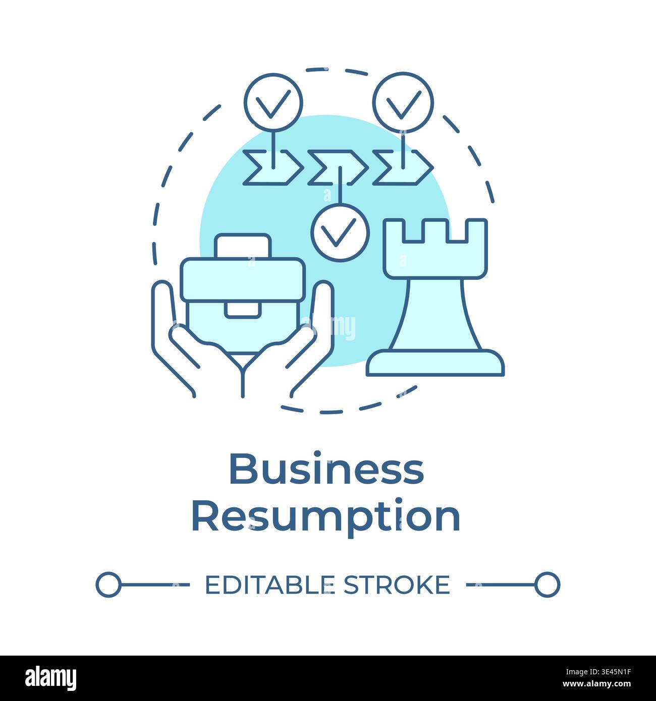 Business resumption soft blue concept icon Stock Vector