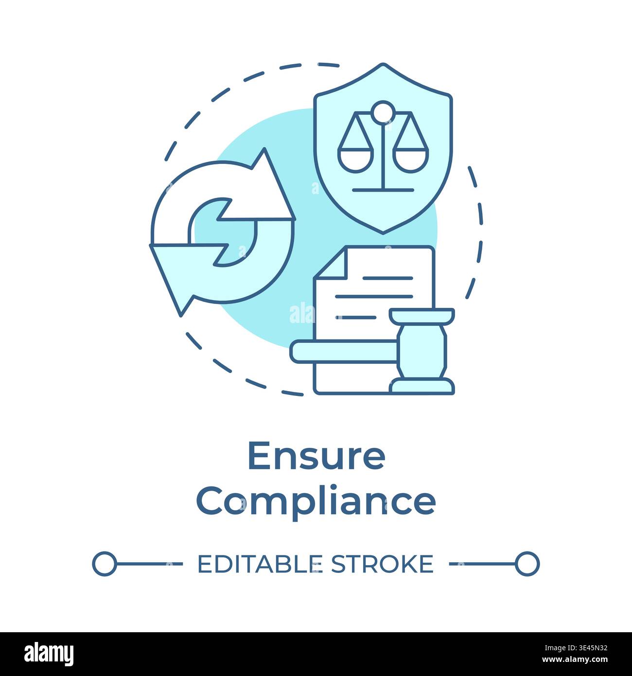 Ensures compliance soft blue concept icon Stock Vector