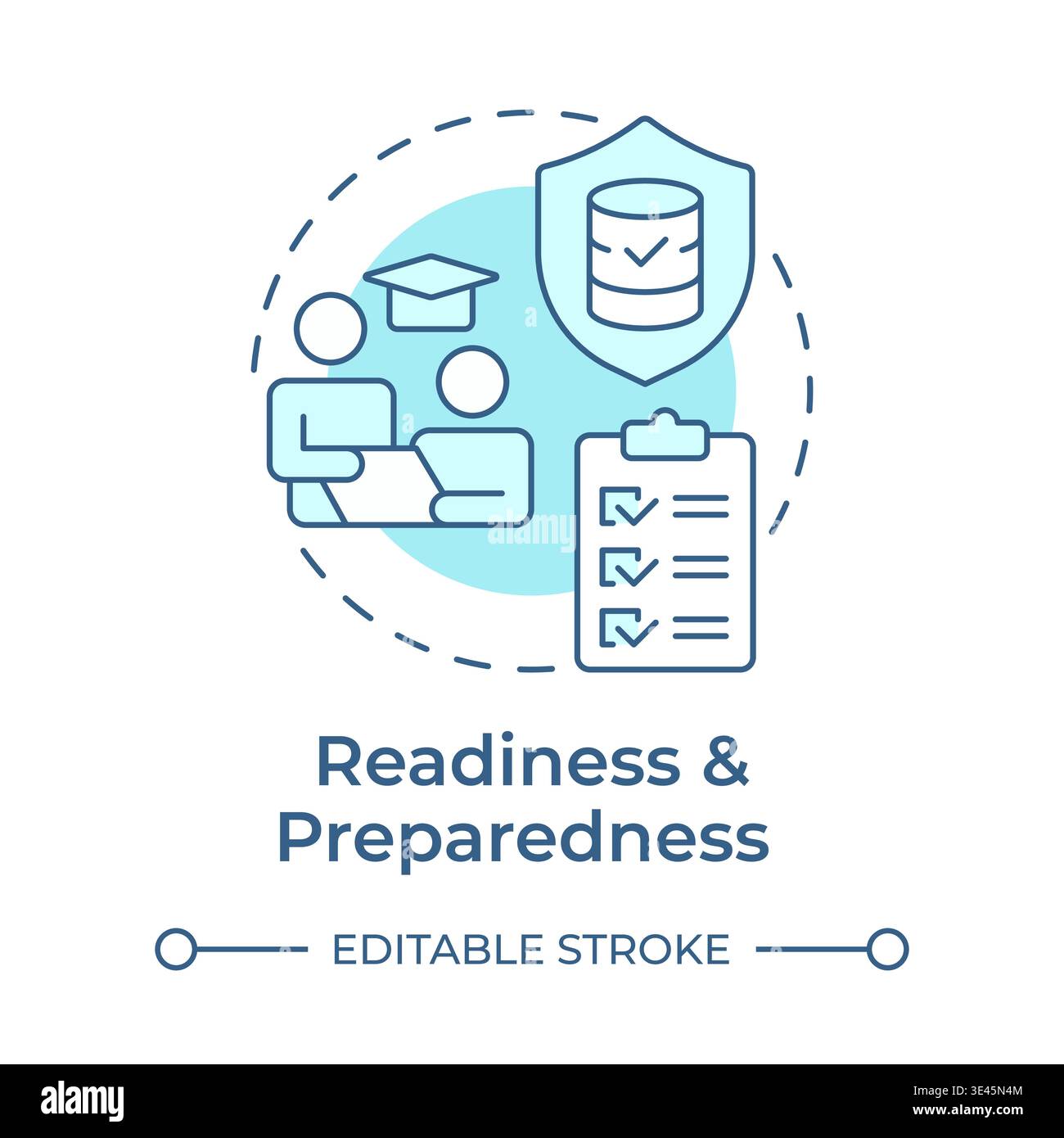 Readiness and preparedness soft blue concept icon Stock Vector