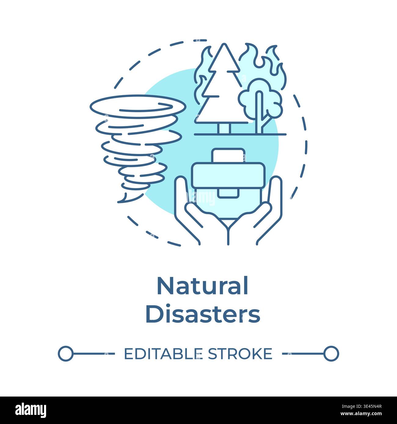 Natural disasters soft blue concept icon Stock Vector