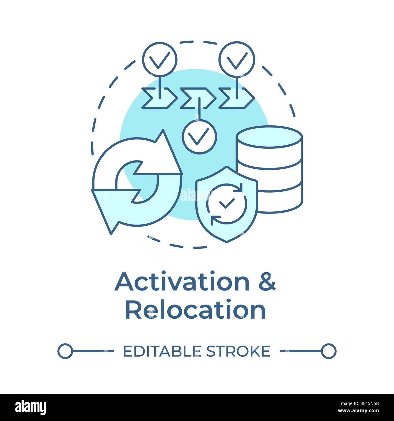 Activation and relocation soft blue concept icon Stock Vector