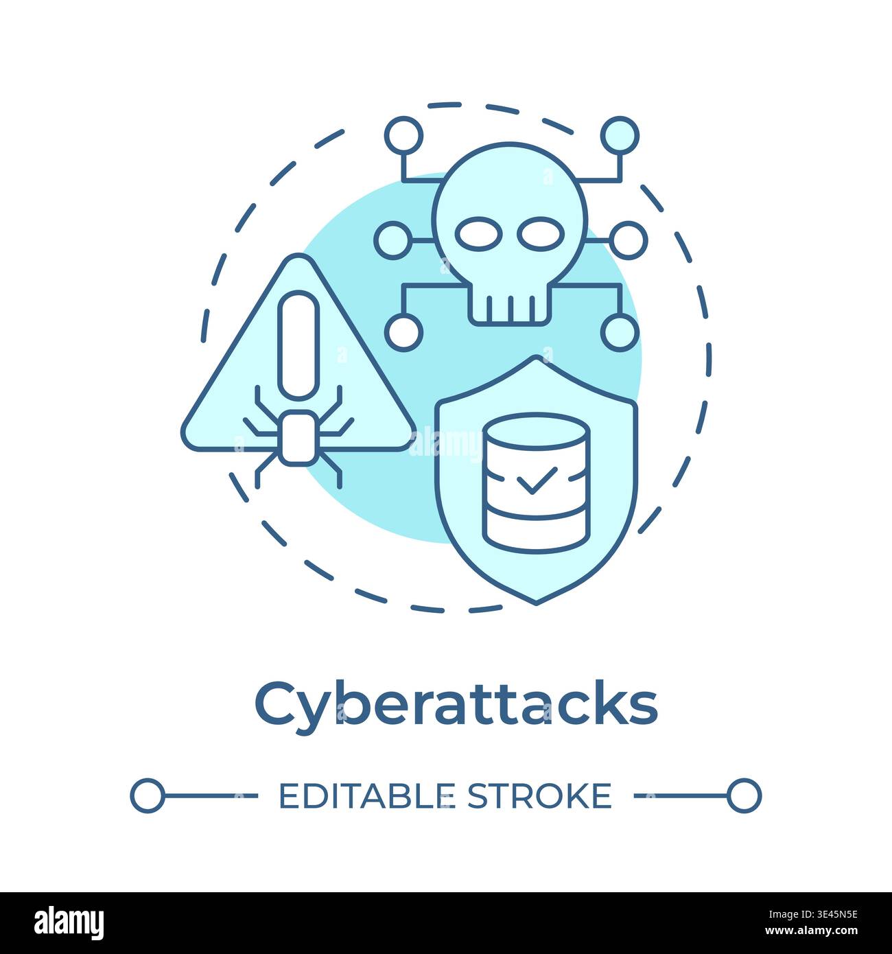 Cyberattacks soft blue concept icon Stock Vector